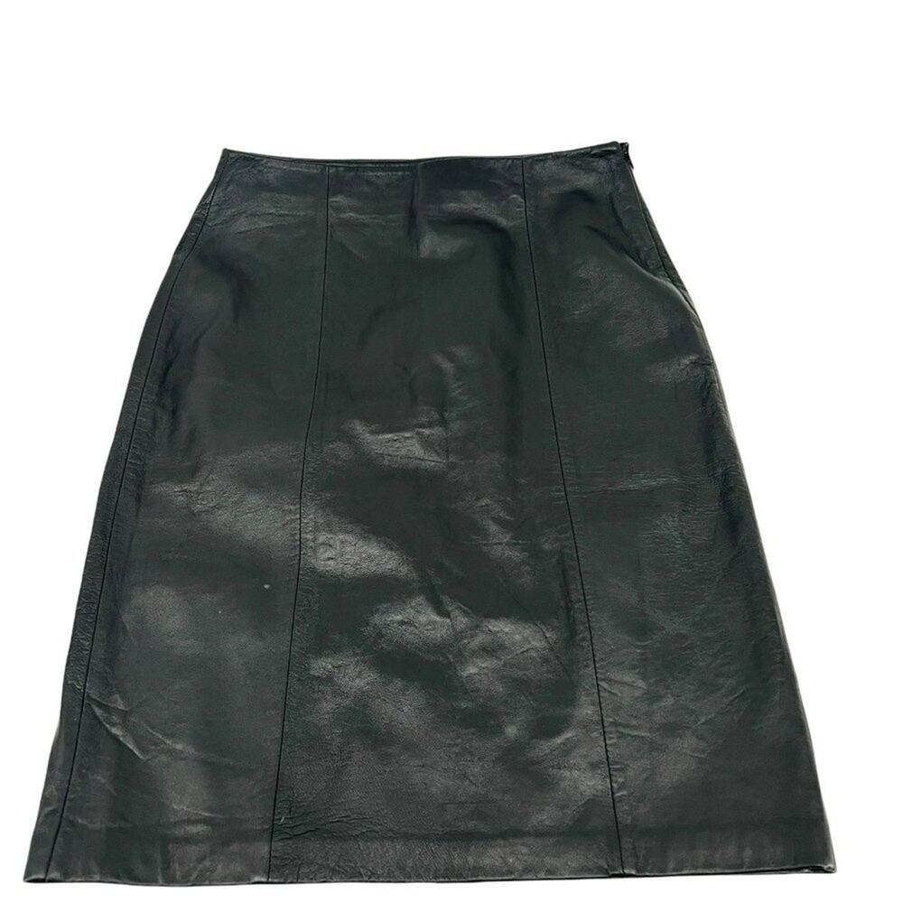 Jaclyn Smith 100% Black Leather Pencil Skirt Womens 6